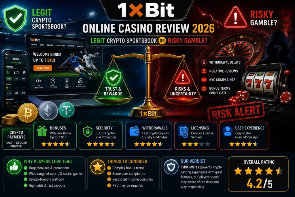 1xbit crypto casino review infographic 2026