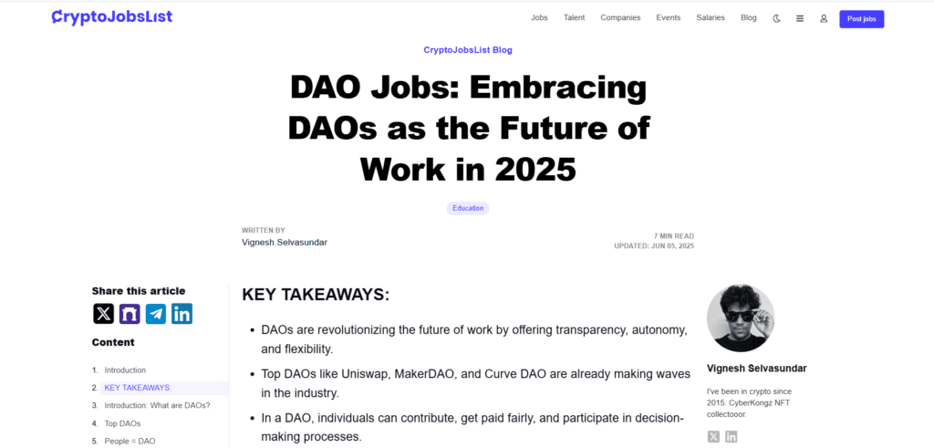 Working for DAOs