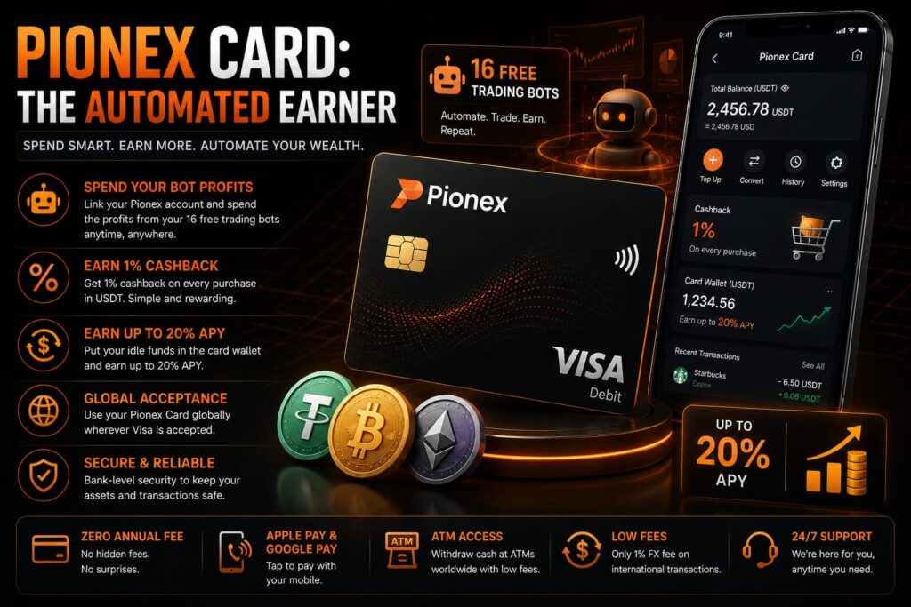 pionex card for automated trading rewards