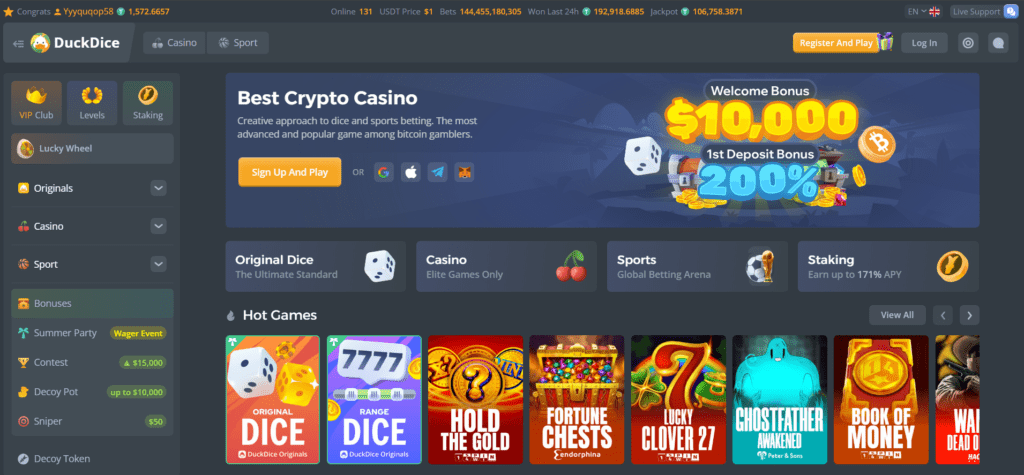Best crypto casino DuckDice