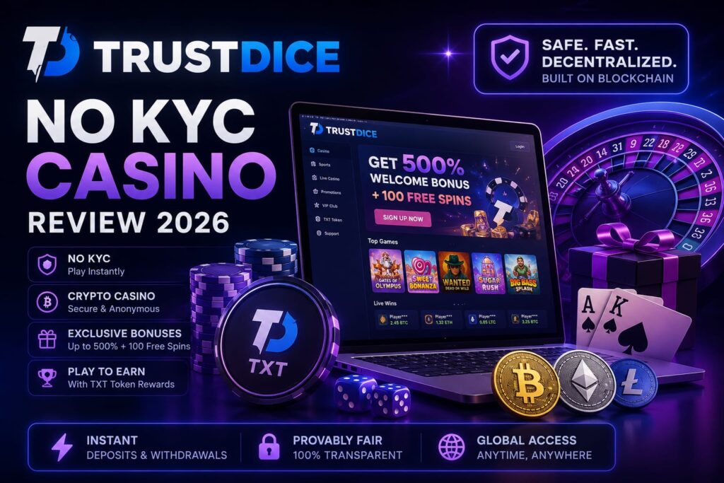 Trustdice no KYC Casino review 2026 with crypto casino features, blockchain gaming, and welcome bonus