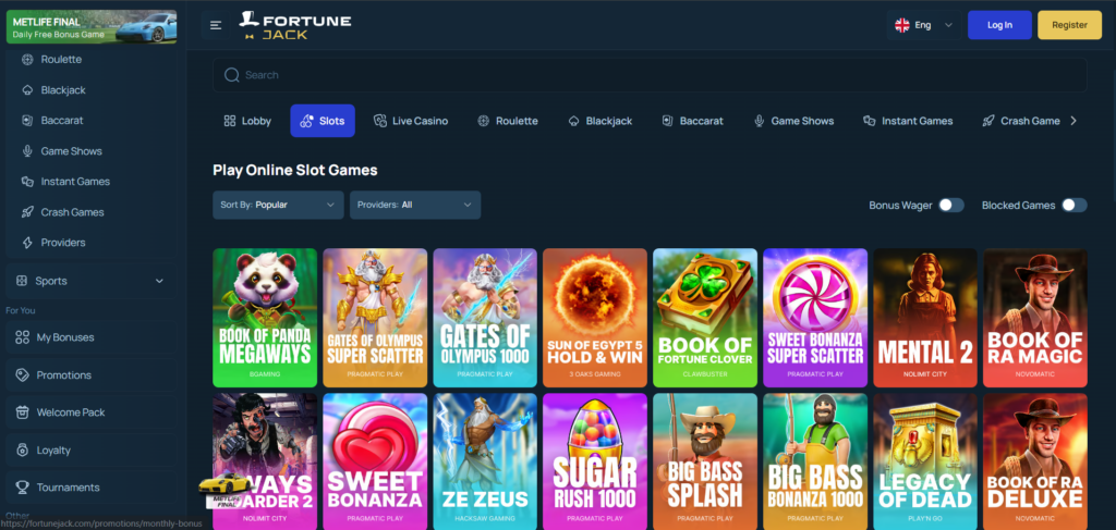 FortuneJack casino slots library review